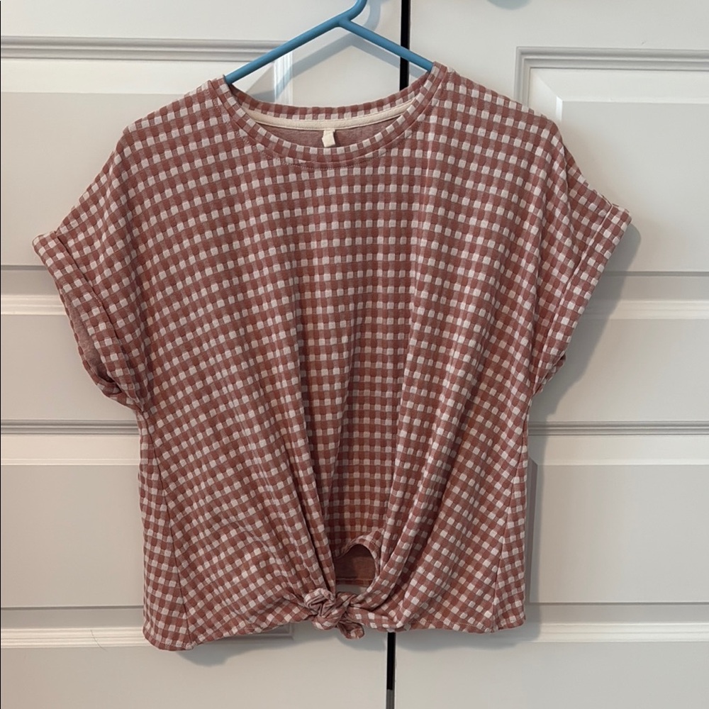 Lou & Grey Pink Cuffed Sleeve Tie Front T-Shirt